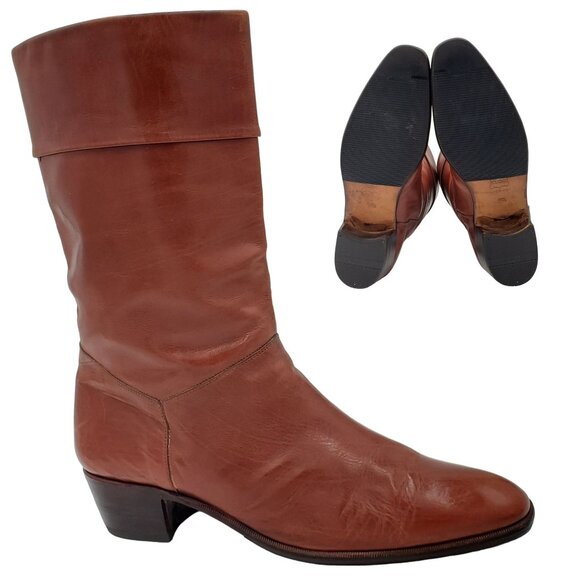 Bruno Magli Shoes - Vintage Bruno Magli Baccara Italian Womens size 9.5 Brown Leather Mid-Calf Boots